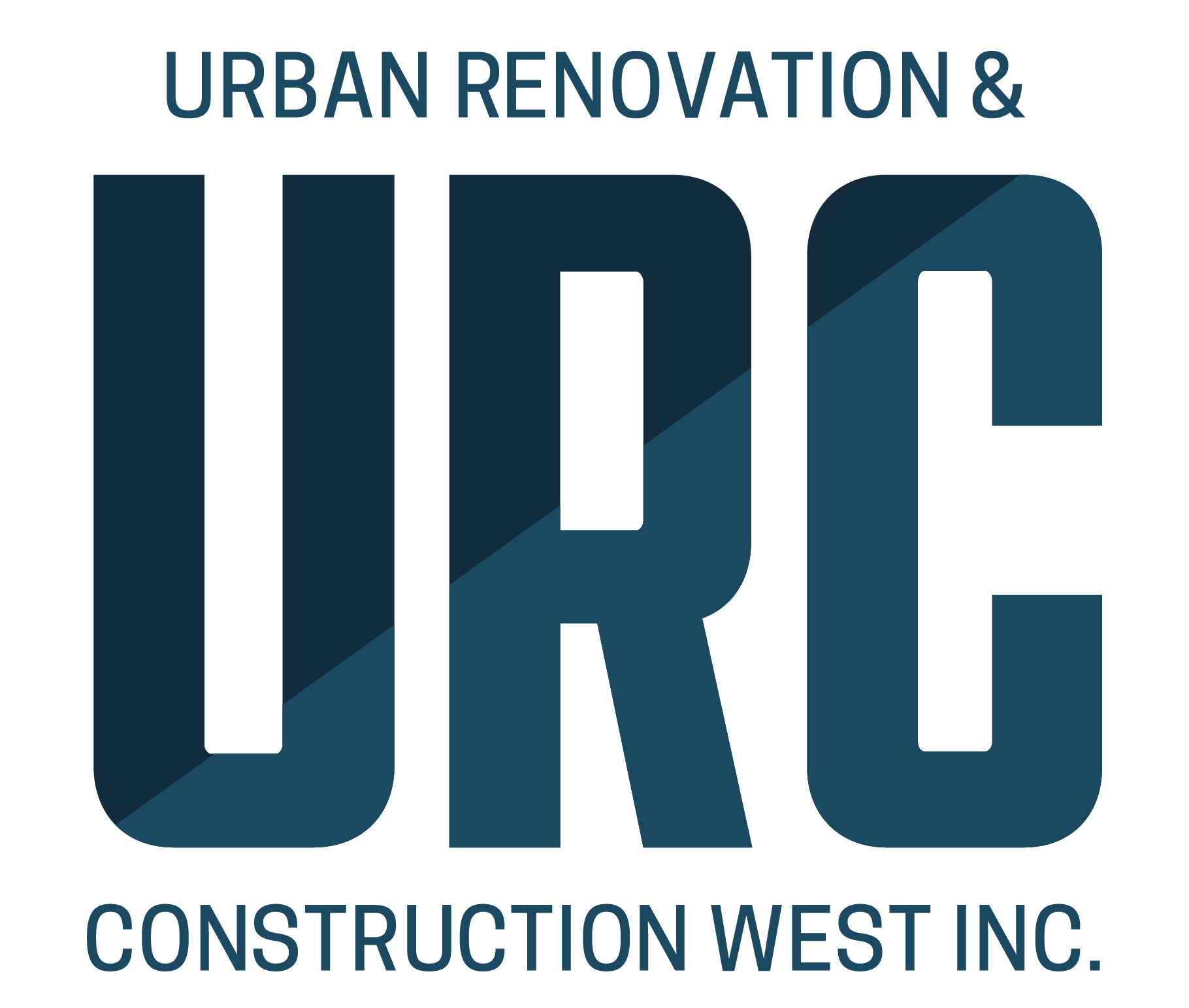 Logo for Urban Renovation & Construction West Inc. with the letters "URC" in teal over a white background.