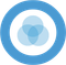 A blue circle with three circles inside of it