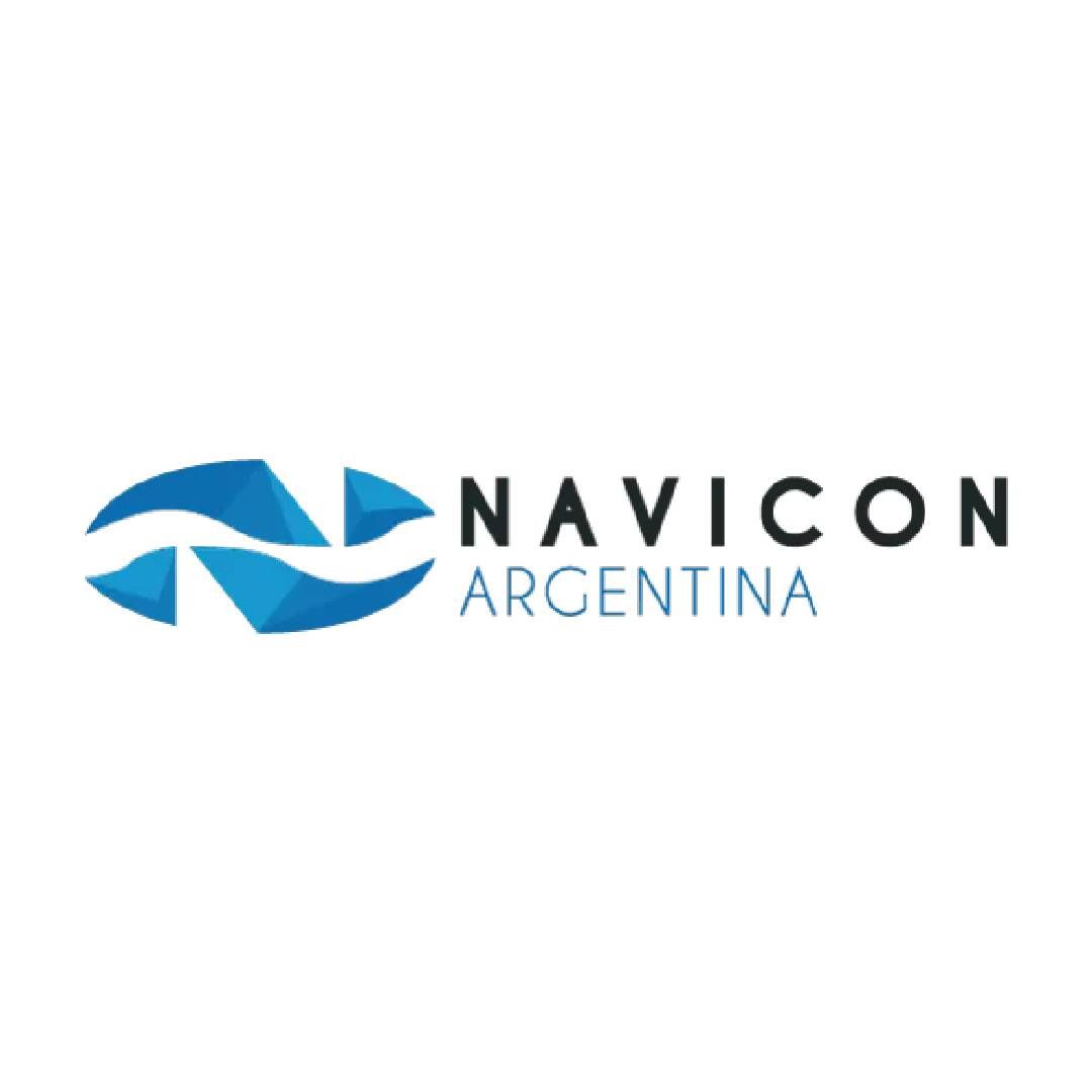 Logotipo de Navicon Argentina en texto azul y negro sobre fondo blanco.