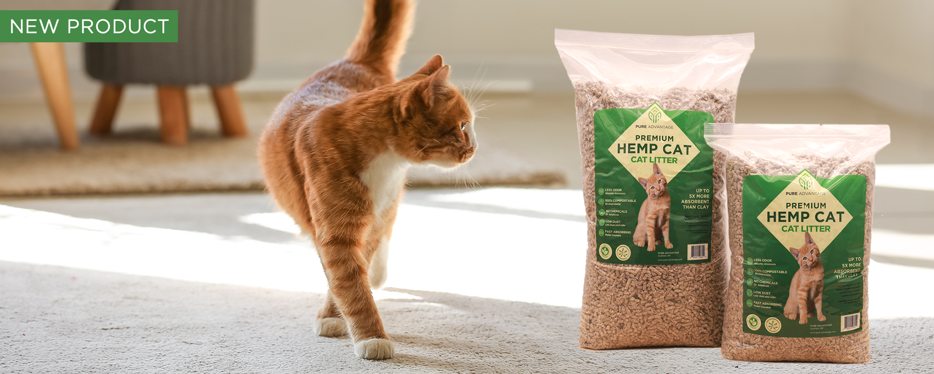 Cat with Hemp Cat Litter Bag