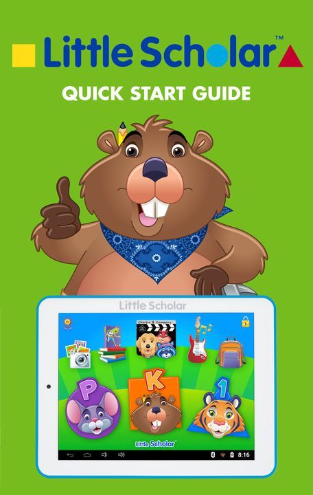 A little scholar quick start guide with a beaver giving a thumbs up