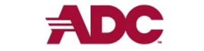 A close up of the adc logo on a white background