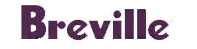 The word breville is written in purple letters on a white background.