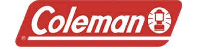 A red and white coleman logo on a white background.