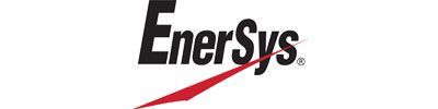 The enersys logo is black and red with a red arrow.