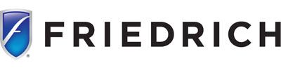 A friedrich logo with a blue shield on a white background.