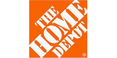 The home depot logo is orange and white on a white background