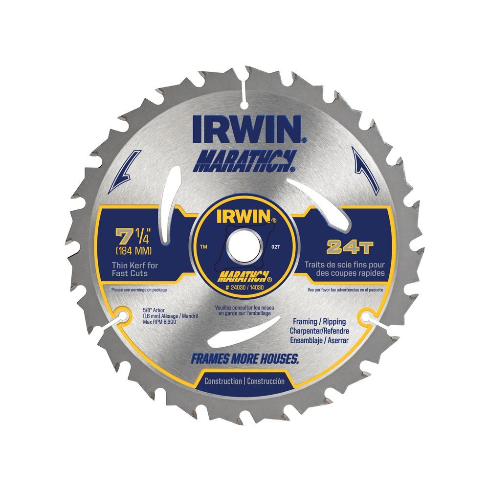 A circular saw blade with the brand name Irwin on it