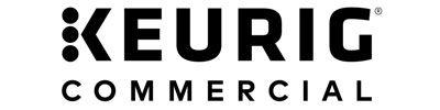 A black and white keurig commercial logo on a white background