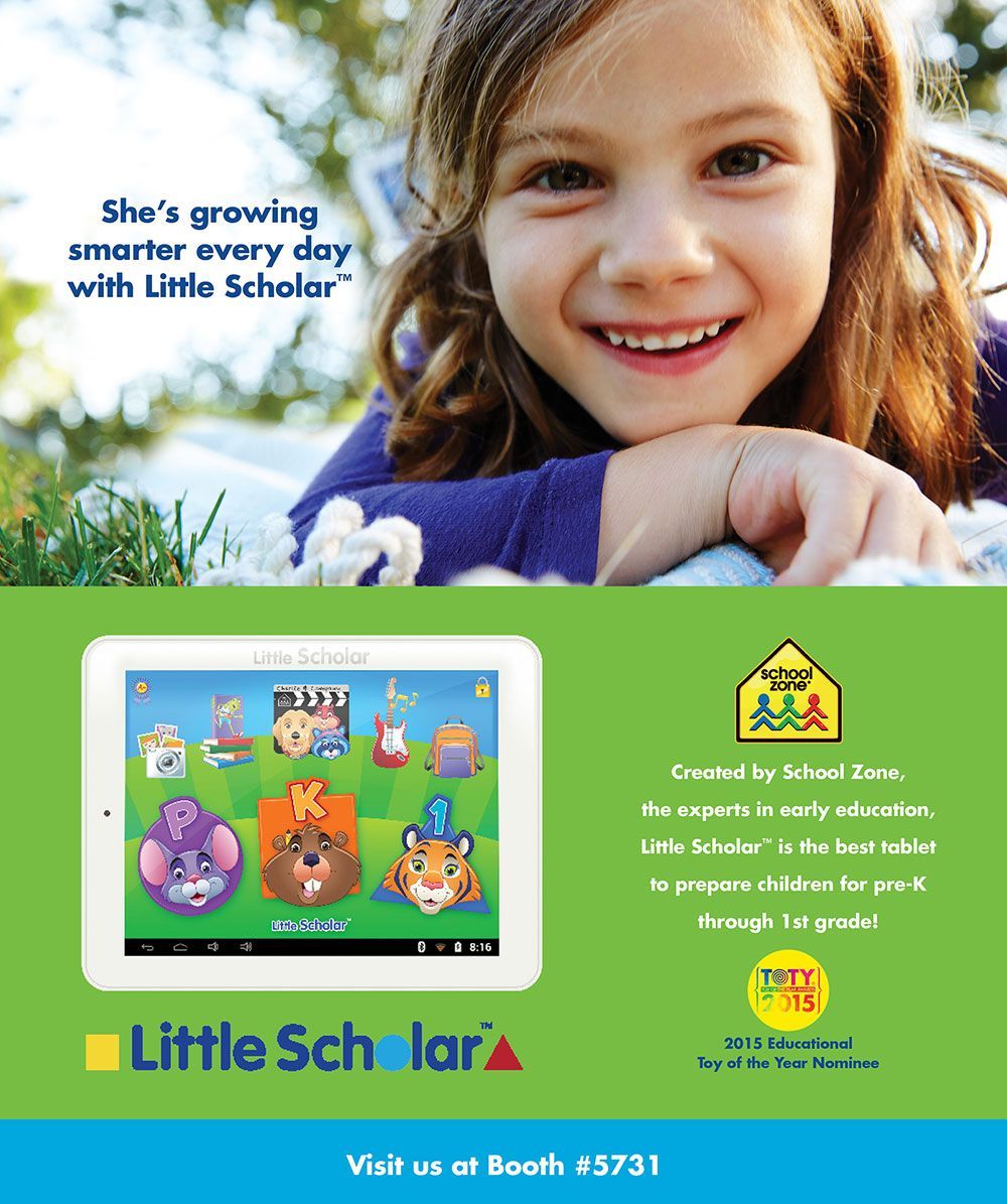 A little girl is smiling on a little scholar ad