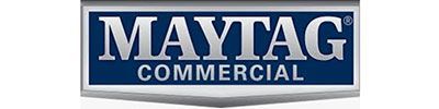 A maytag commercial logo on a white background