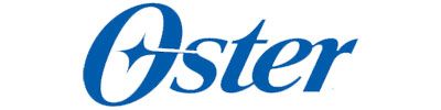 The oster logo is blue and white on a white background.
