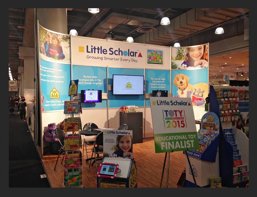 A little scholar educational toy finalist booth at a convention