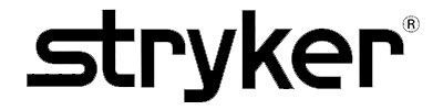 A black and white logo for stryker on a white background.