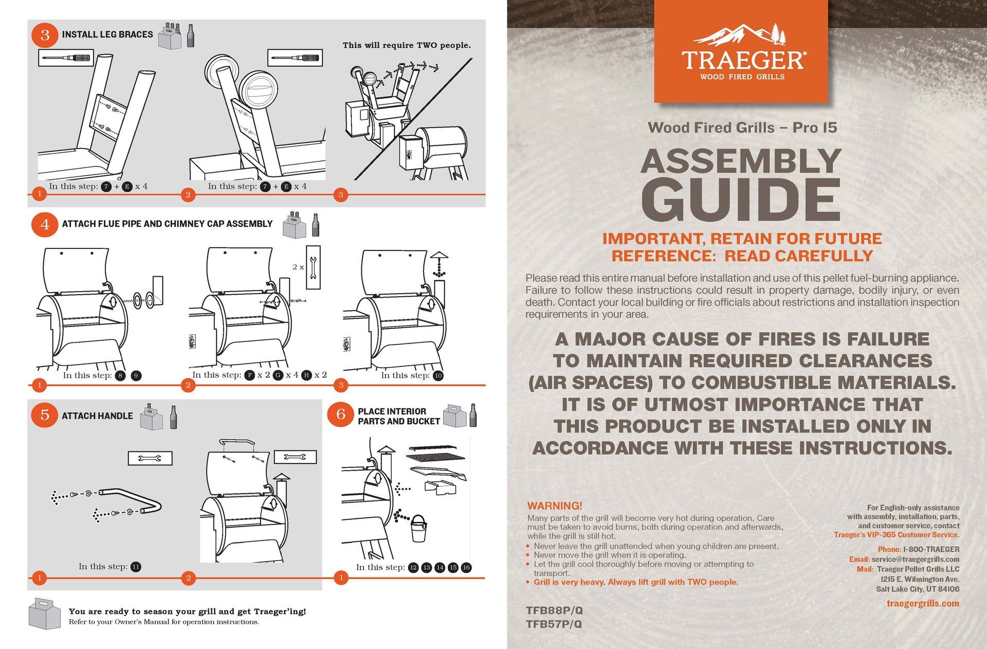 An assembly guide for a traeger grill is shown