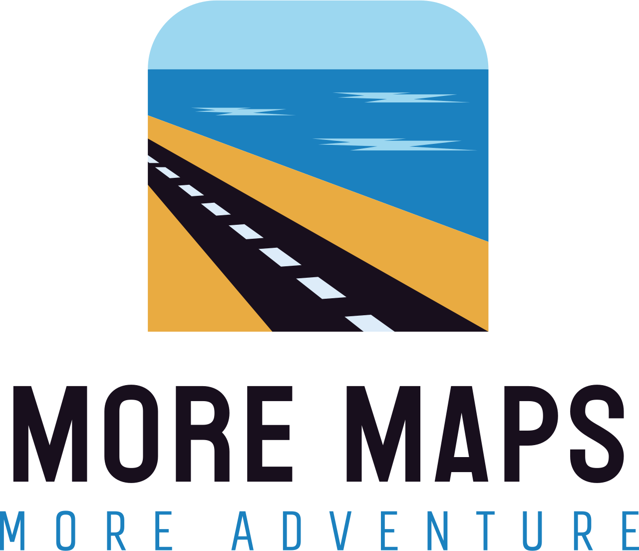 A logo for a company called more maps  with a tag line of more adventure