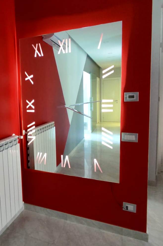 Specchiera orologio a parete per ingresso