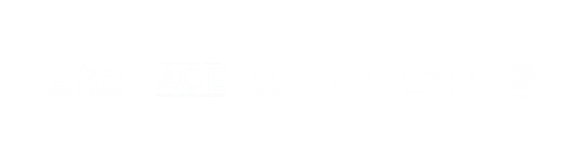 White logo on white background.