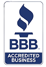 BBB Accredited Business logo: Blue flame over 