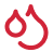 Red teardrop shape.