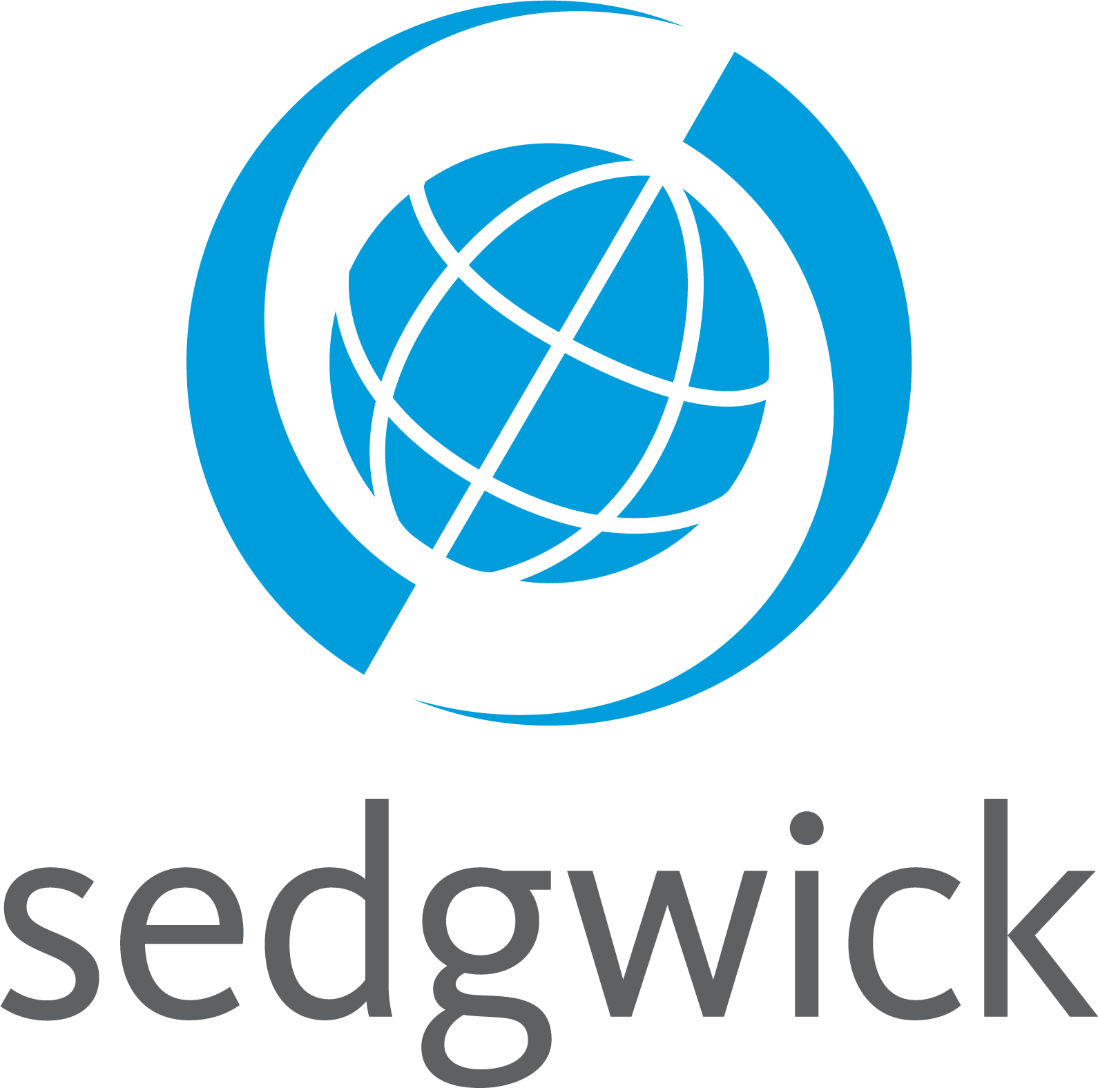Sedgwick logo: Blue globe within a blue circle, gray text 