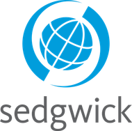 Sedgwick logo: Blue globe within a blue circle, gray text 