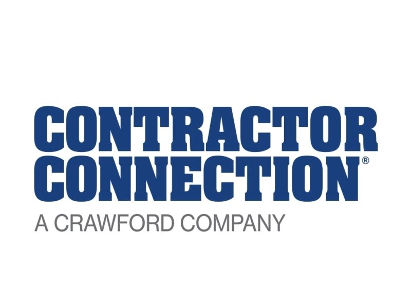 Logo for Contractor Connection, a Crawford Company, in blue and white.