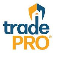 TradePRO logo with blue and orange text and shield graphic.