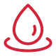 Red teardrop with a curved splash.
