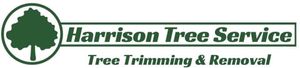 Harrison Tree Service logo with green tree icon and text “Tree Trimming & Removal”