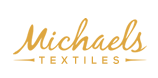 The logo for michael 's textiles is a gold logo on a white background.