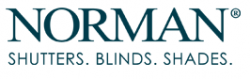 The logo for norman shutters blinds and shades