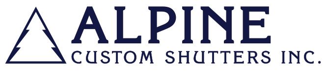 A logo for a company called alpine custom shutters inc.