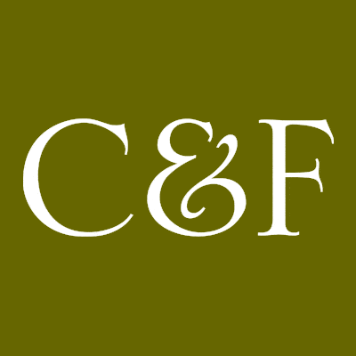 A logo for a company called c & f