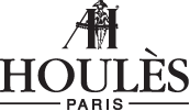 A black and white logo for houles paris on a white background.