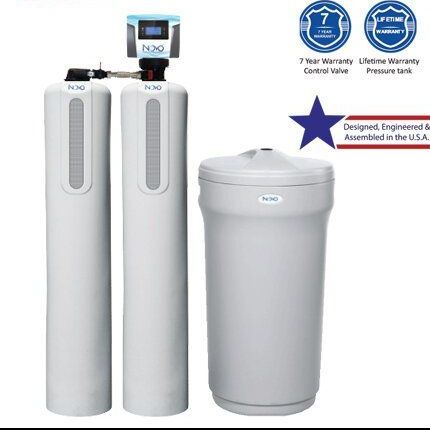 A picture of a water filter and a water softener.