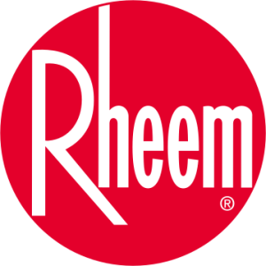 A red circle with the word rheem on it