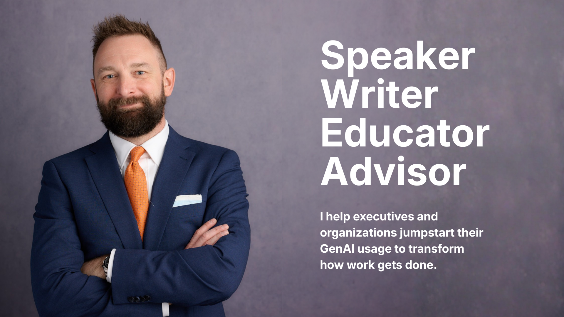 Man in suit with text 