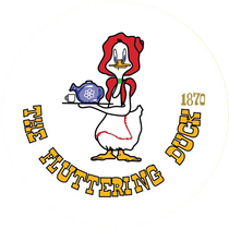A logo for the fluttering duck shows a duck holding a teapot