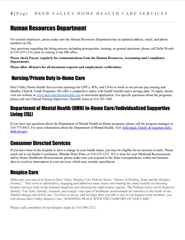 4th Page Edition | St. Louis | Deer Valley Home Health Services
