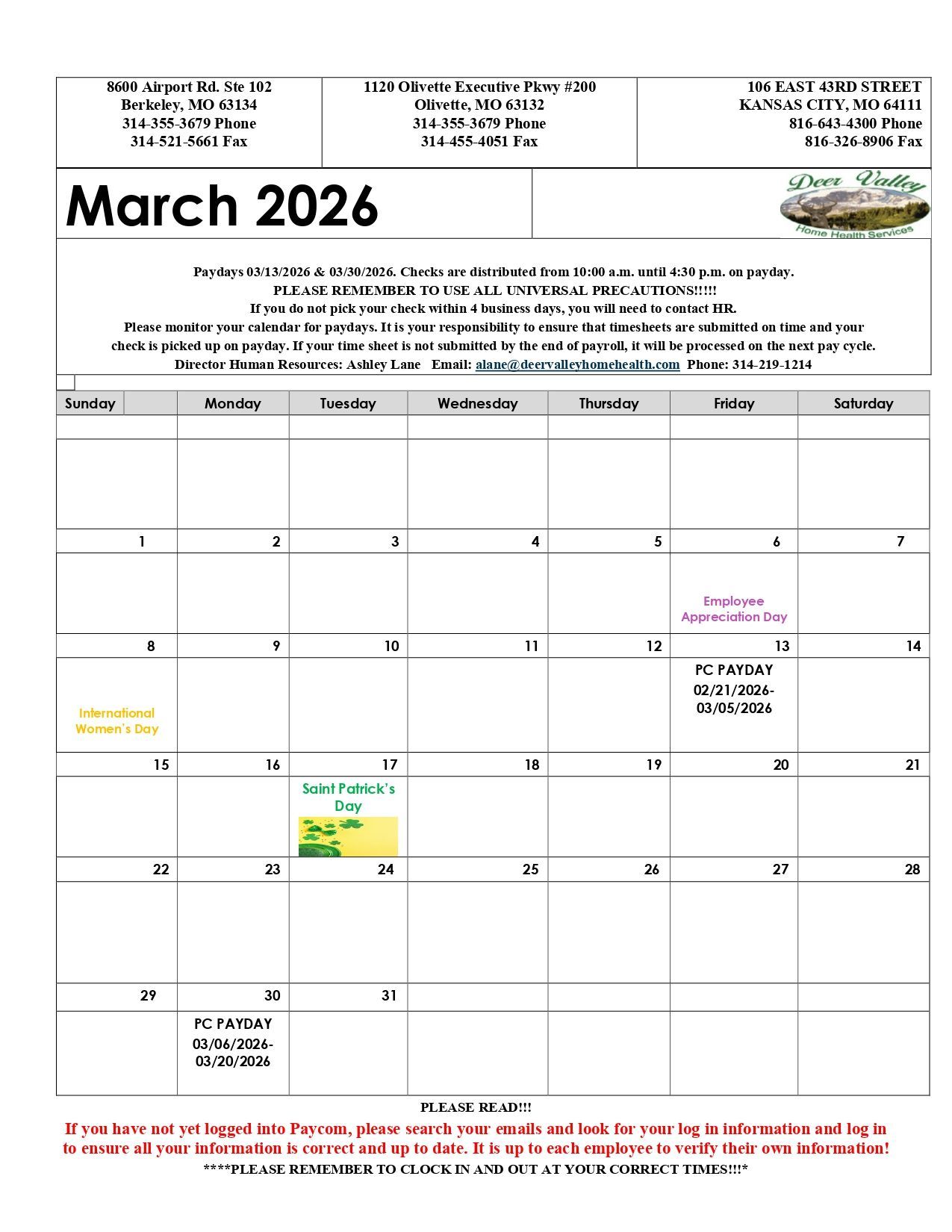 March 2026 calendar with event notes. Yellow note on 13th: 