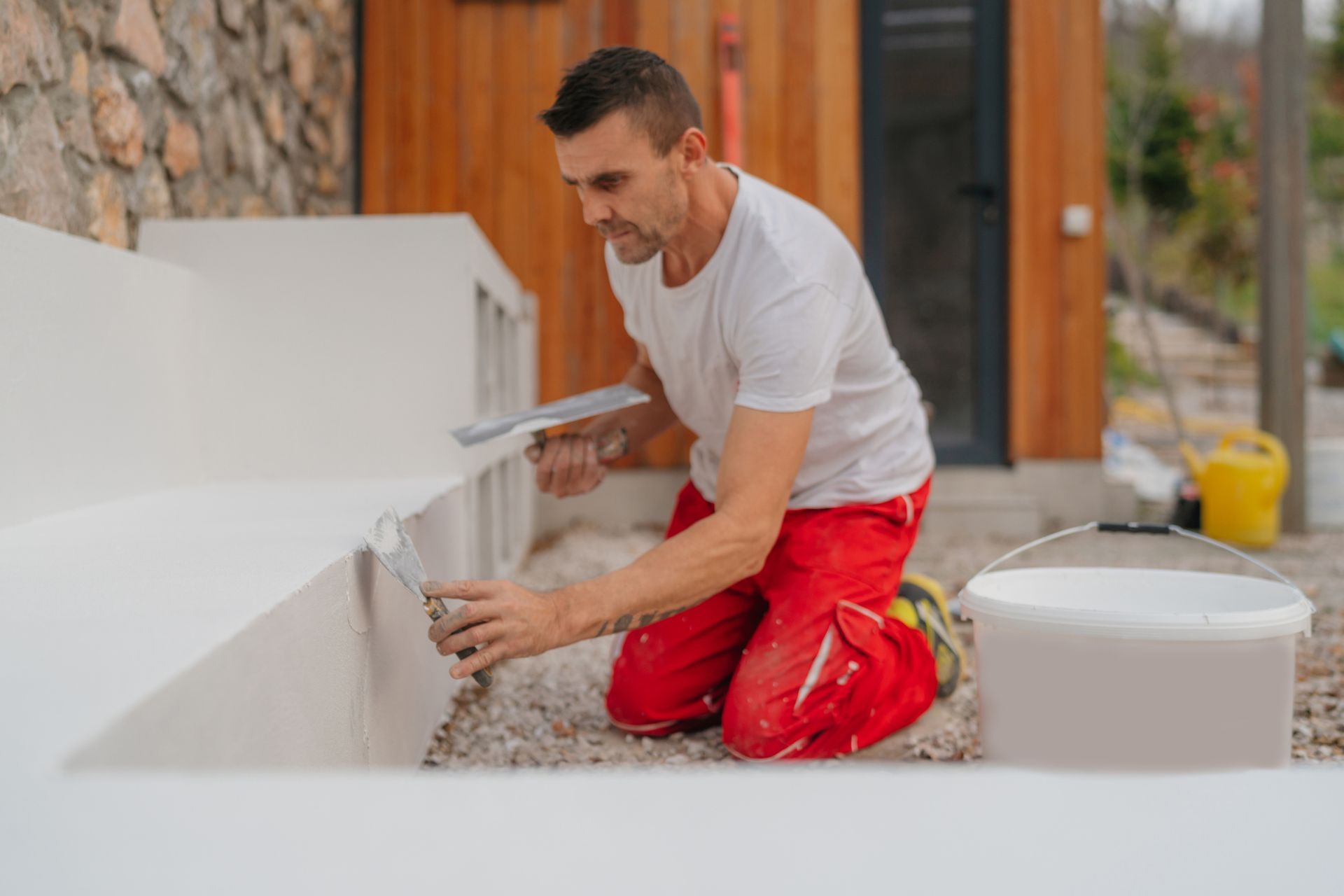 Finishing details at construction site.