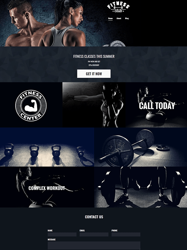 Desktop preview of Fitness Club website