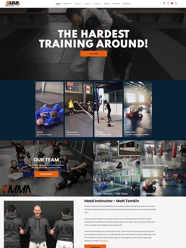 Desktop preview of Northern Mixed Martial Arts website