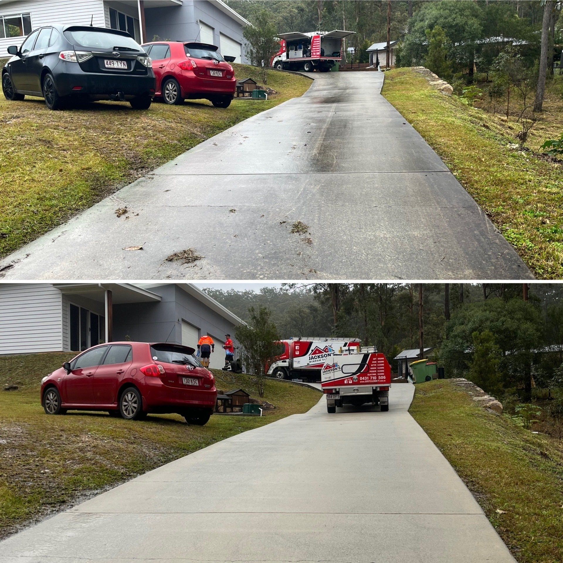 High Pressure Washer Cleaned Driveway — Jackson’s Window Cleaning in Nerang, QLD