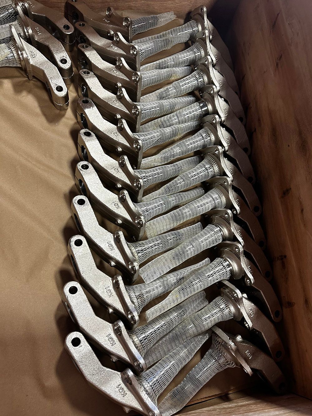 Electroless nickel plated axles by Seminole Metal Finishing.