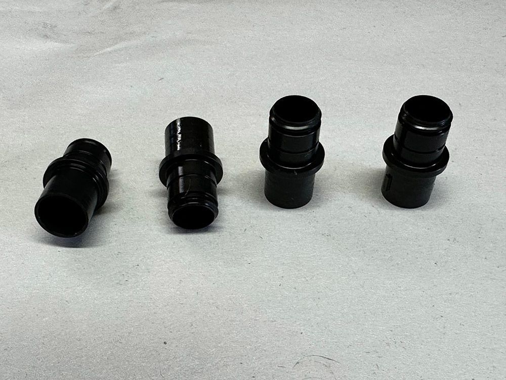 Black oxide on Stainless steel fittings by Seminole Metal Finishing.