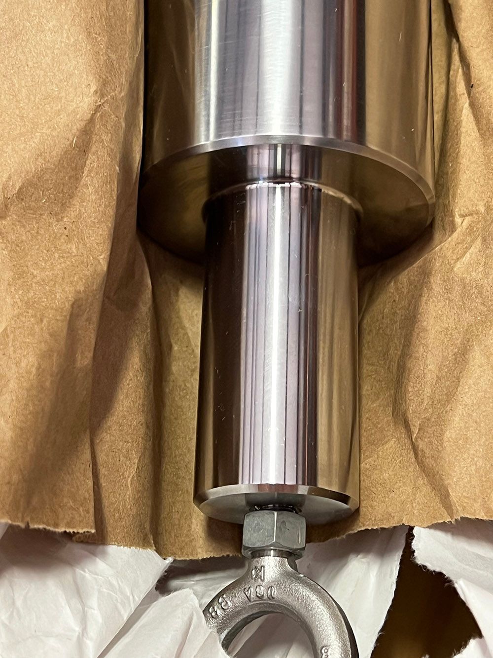 Highly machined steel part after electroless nickel plating by Seminole Metal Finishing.