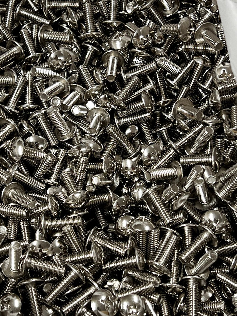 Bright nickel-plated screws by Seminole Metal Finishing.
