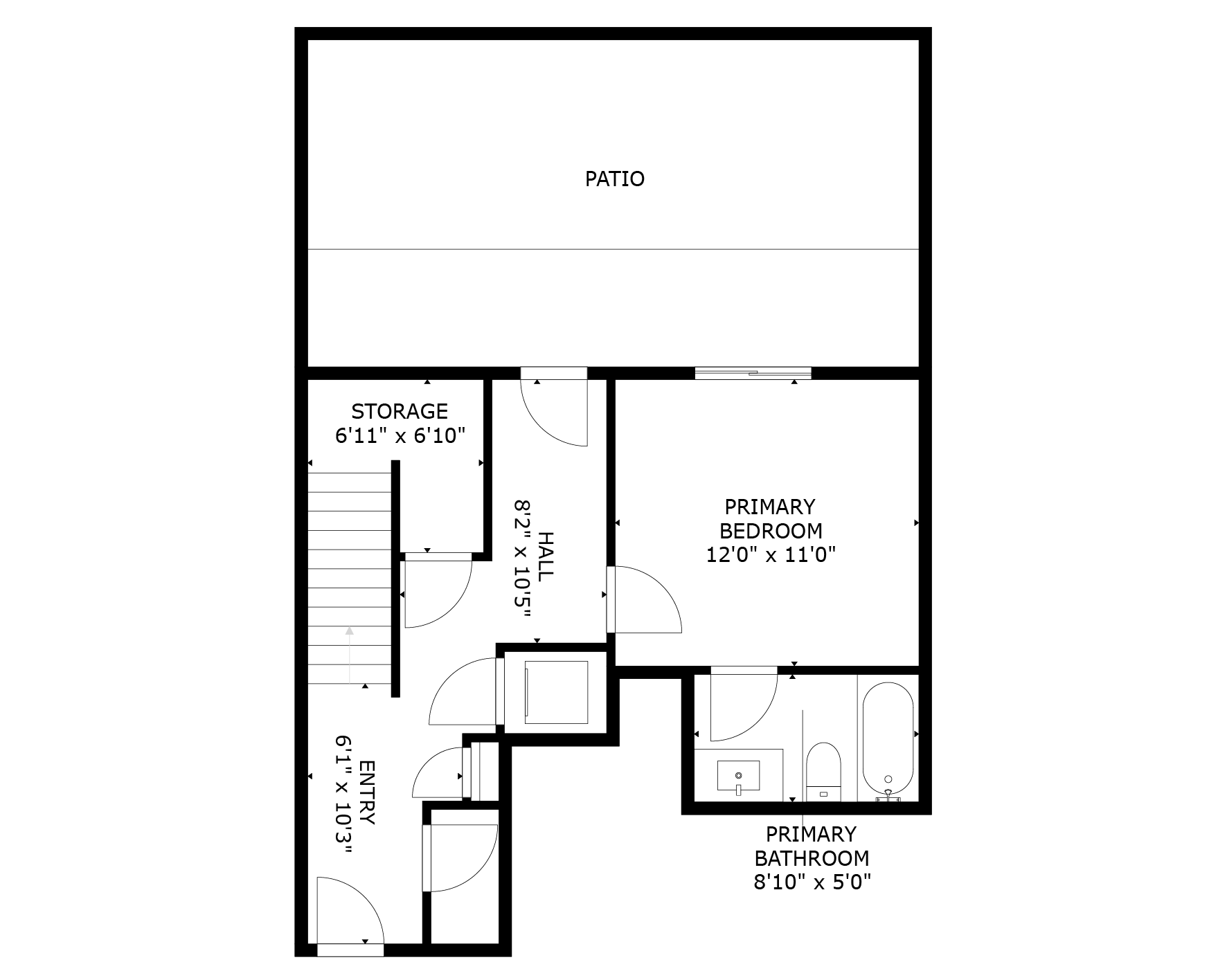 apartment black and white floor plan with room dimensions 